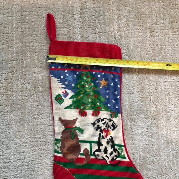 Vintage Needlepoint Christmas Stocking-Dog &Cat - Picture 6 of 6